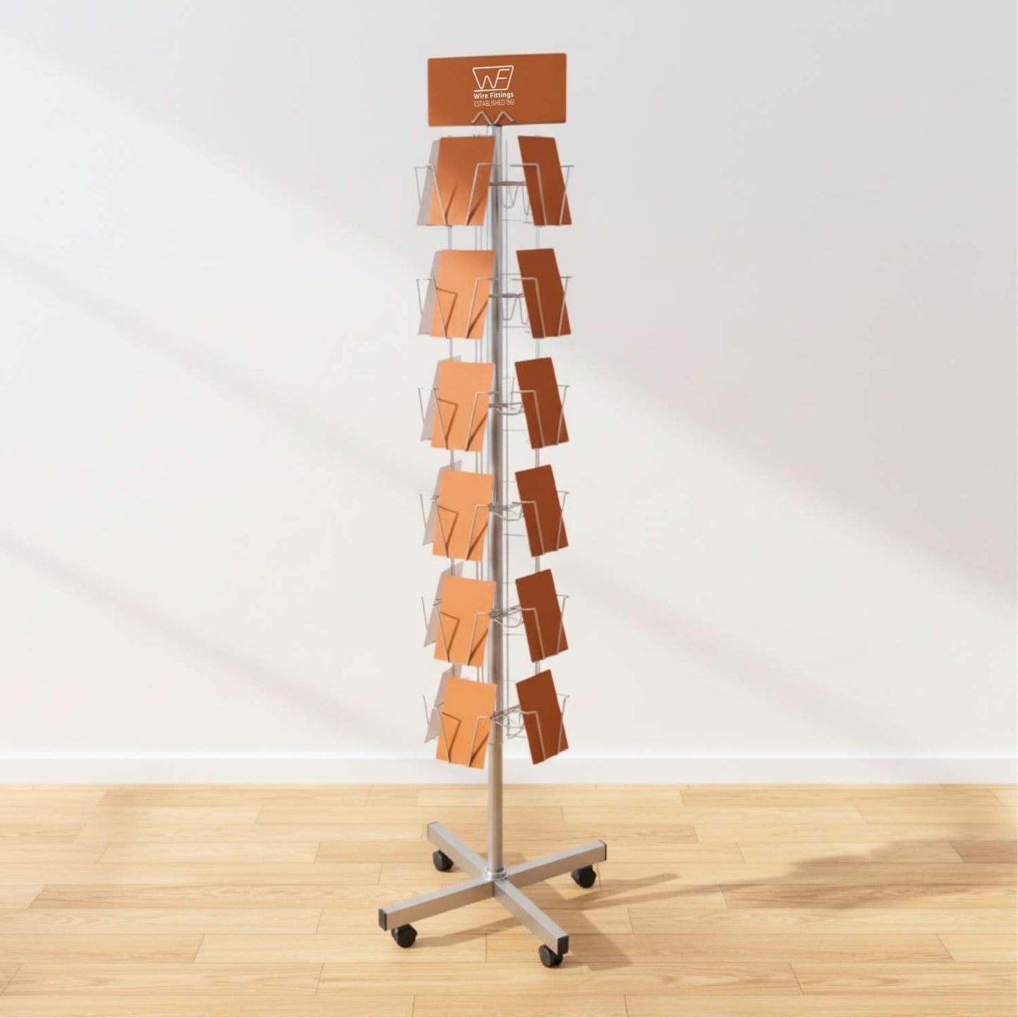 Greeting Card Rotating Floor Display Stand for 5x7 inch Cards, 24 Pockets -24/7x5VF