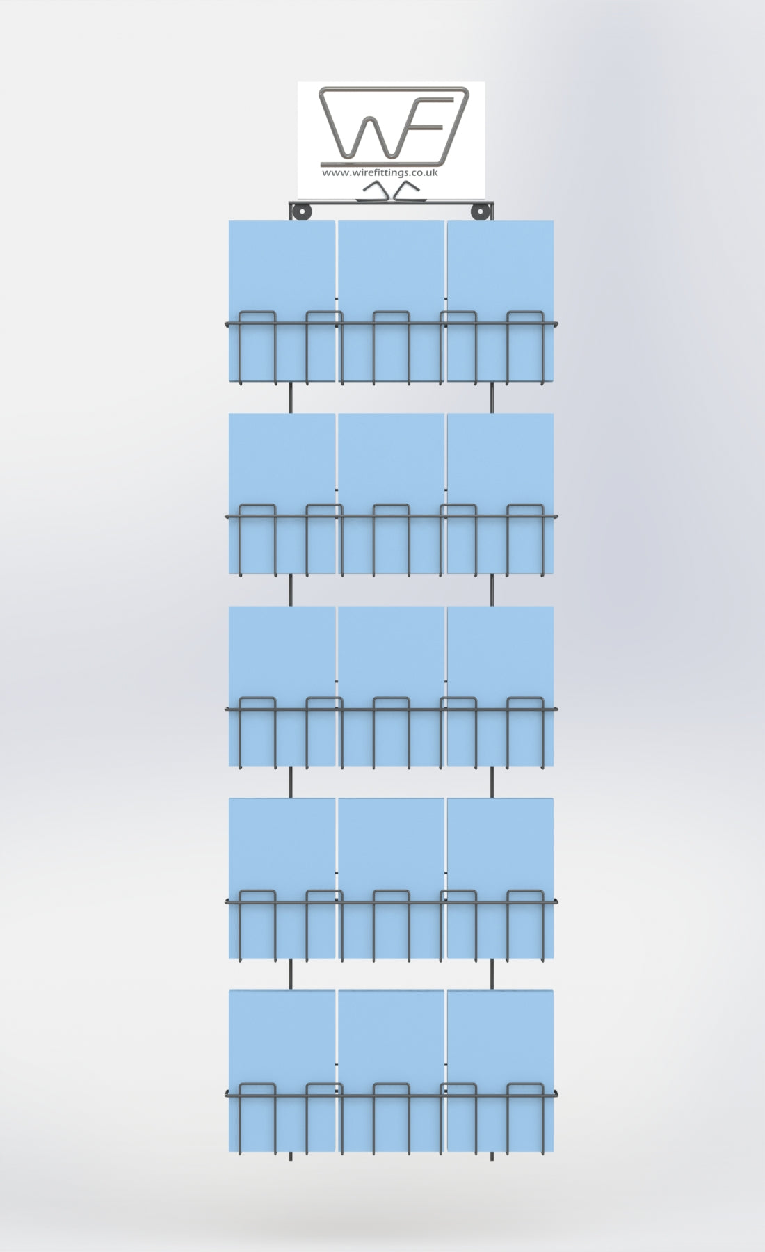 Greeting Card Display Wall Rack or Slatwall for mixed sized Cards - 5ADWI