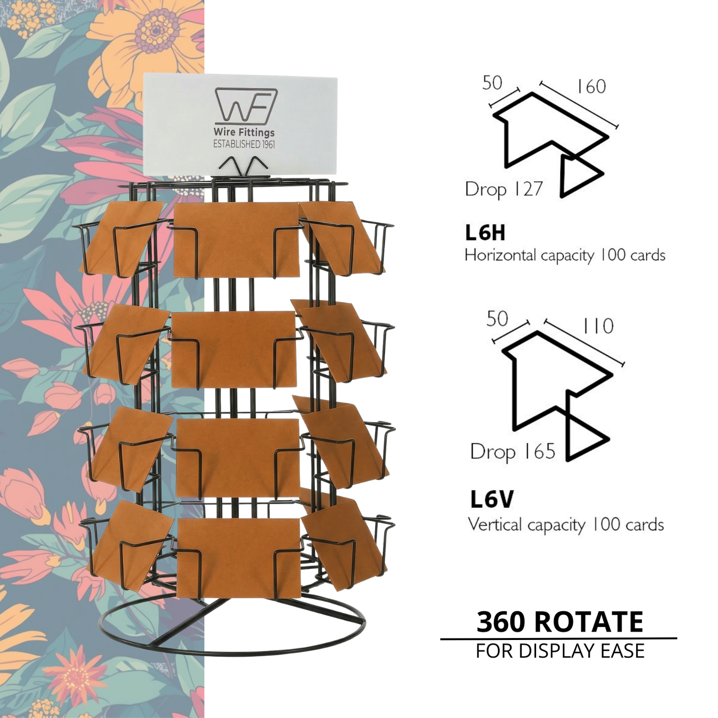 6-Sided Postcard Display Stand – 24 Pocket Countertop Spinner for 6x4 Cards