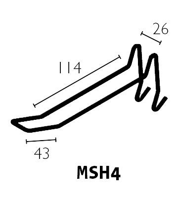 Euro Hooks, 4.5 inch Euro hooks for mesh displays-MSH4.5I