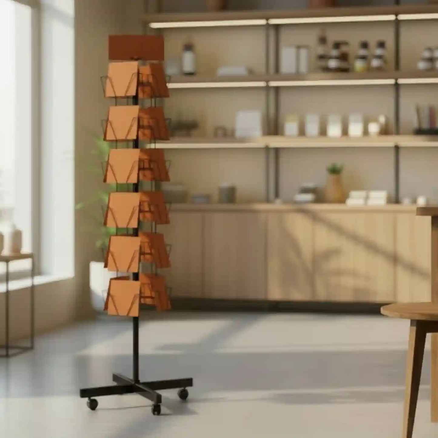 Greeting Card Floor Display for 7 inch Square Cards,24 Pockets-24/7FI