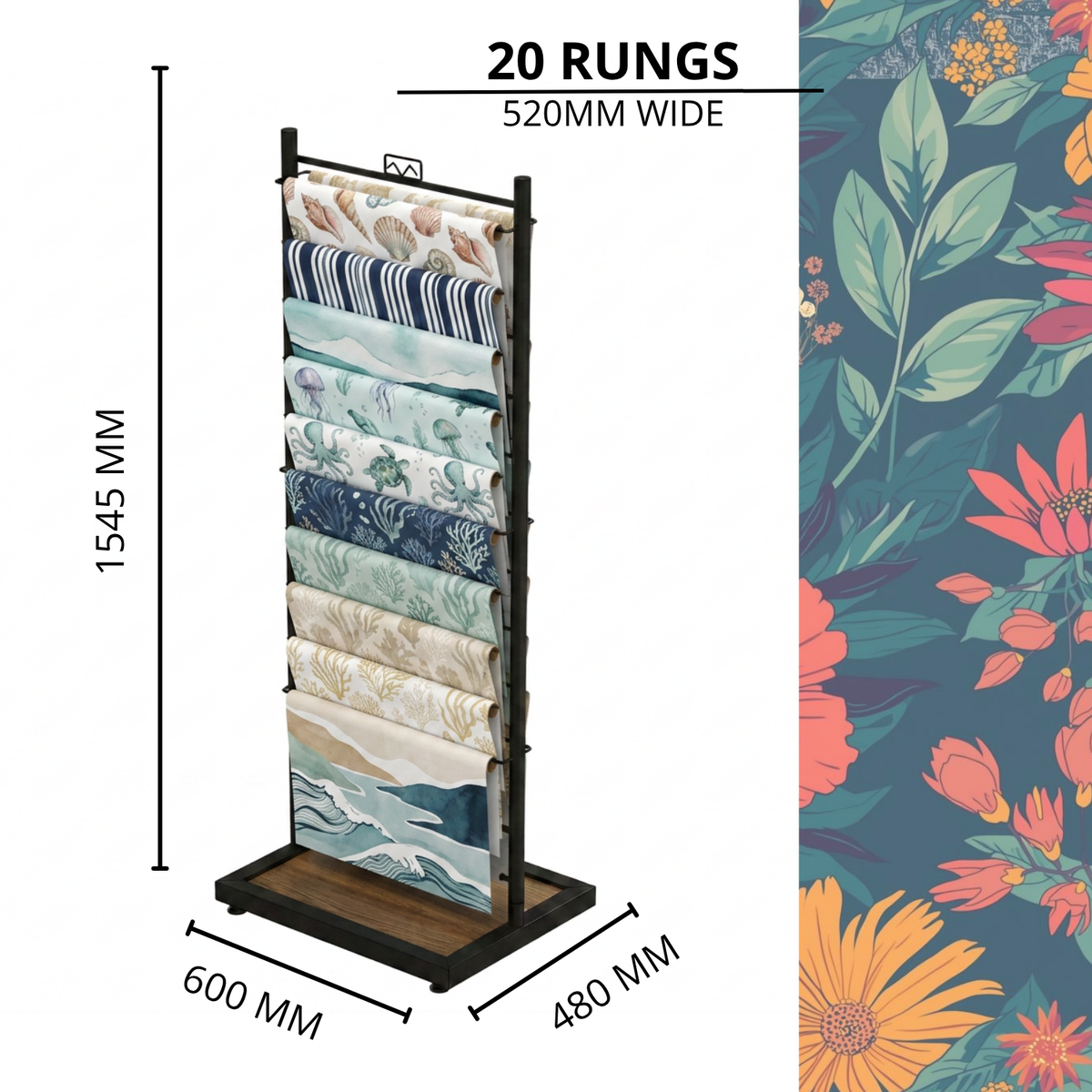 Gift Wrap Floor Display, Flat Pack, 20 rungs