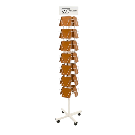 Greeting Card Floor Display Stand – 28 Pocket Spinner Rack for 6” Square Cards, Retail Holder