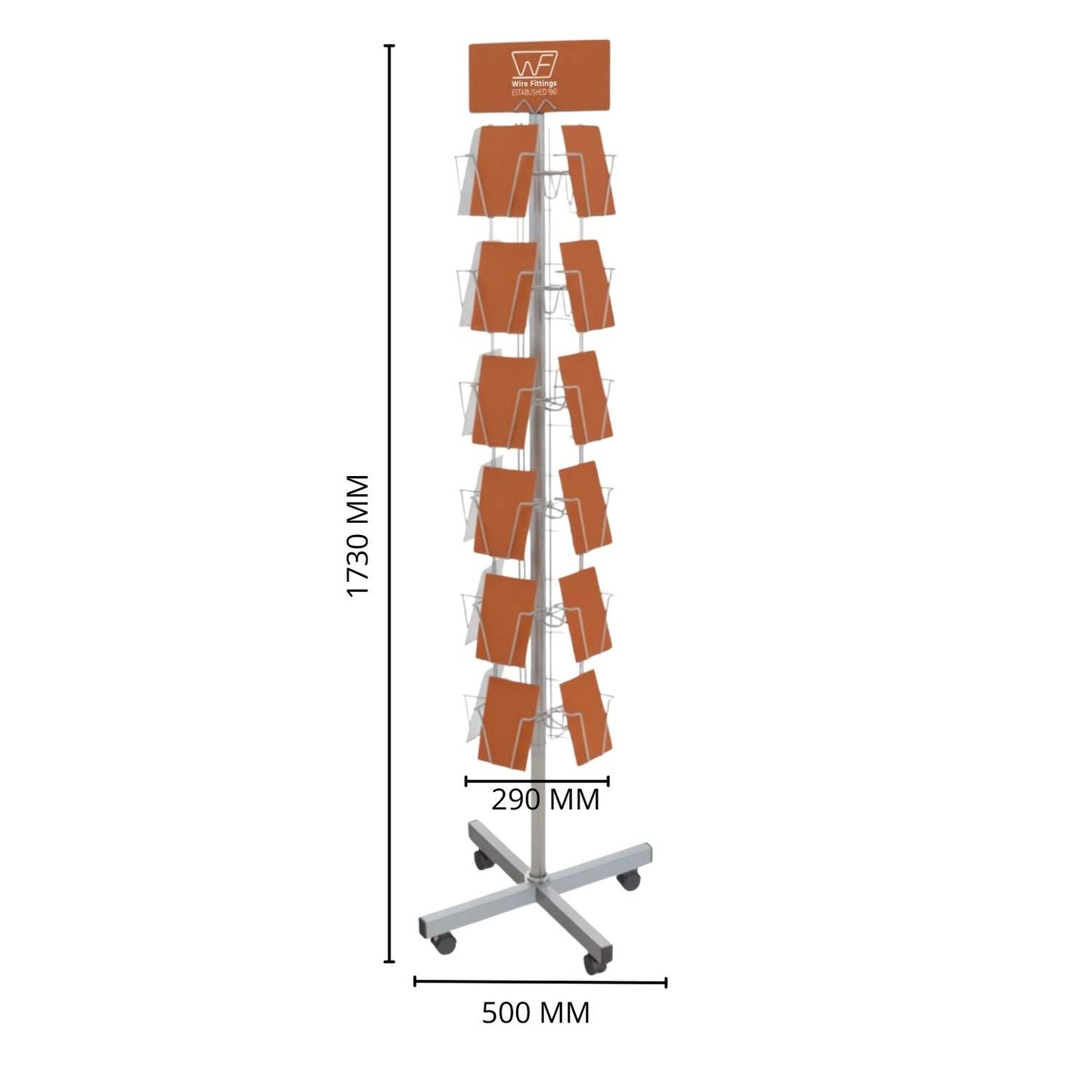 Greeting Card Rotating Floor Display Stand for 5x7 inch Cards, 24 Pockets -24/7x5VF
