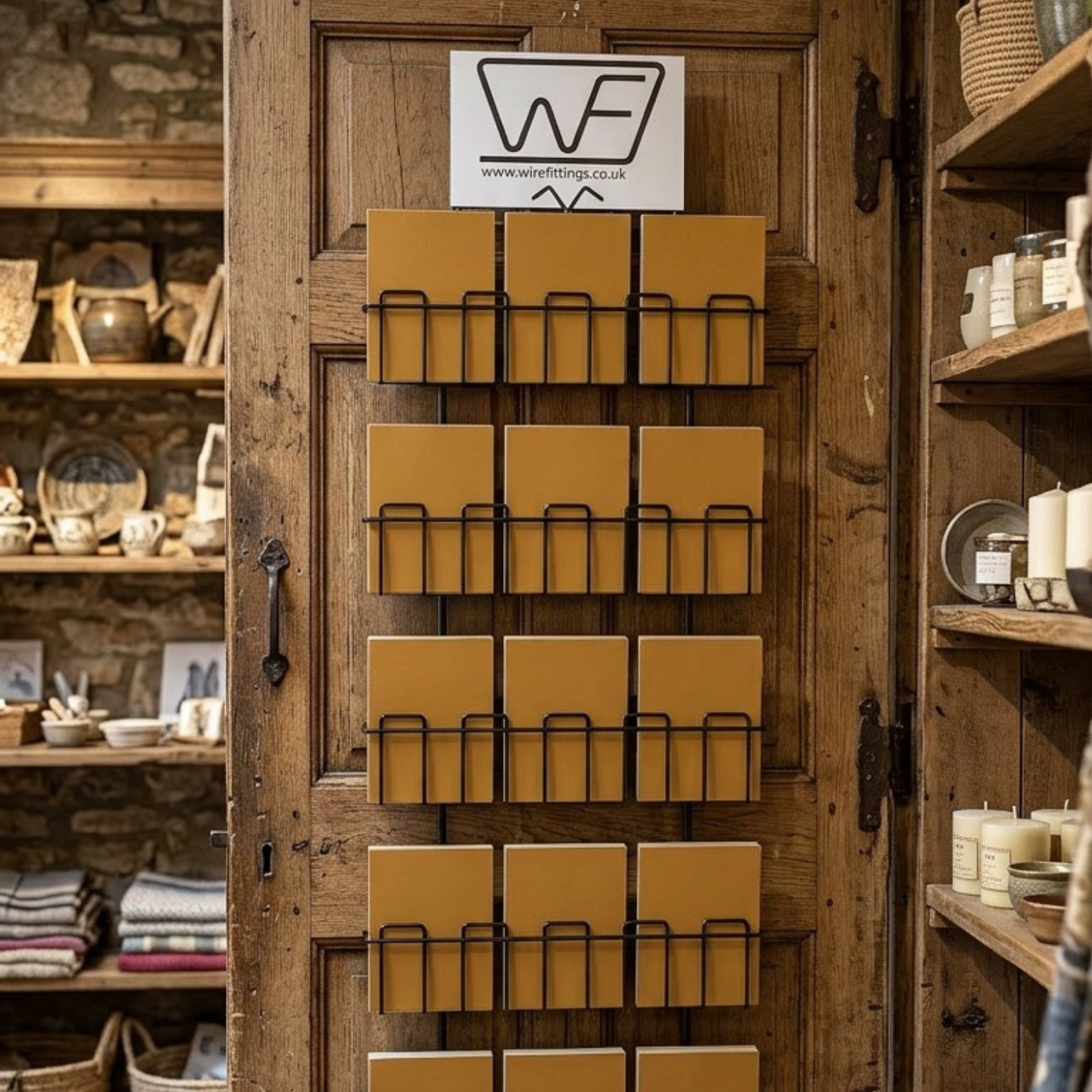 Greeting Card Wall Display Rack – 6 Pocket Door or Slatwall Mounted Holder for Mixed Size Cards