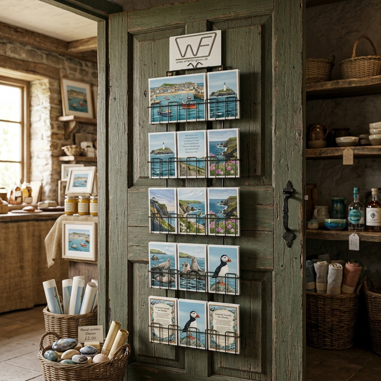 Greeting Card Wall Display Rack – 5 Pocket Door or Slatwall Mounted Holder for Mixed Size Cards