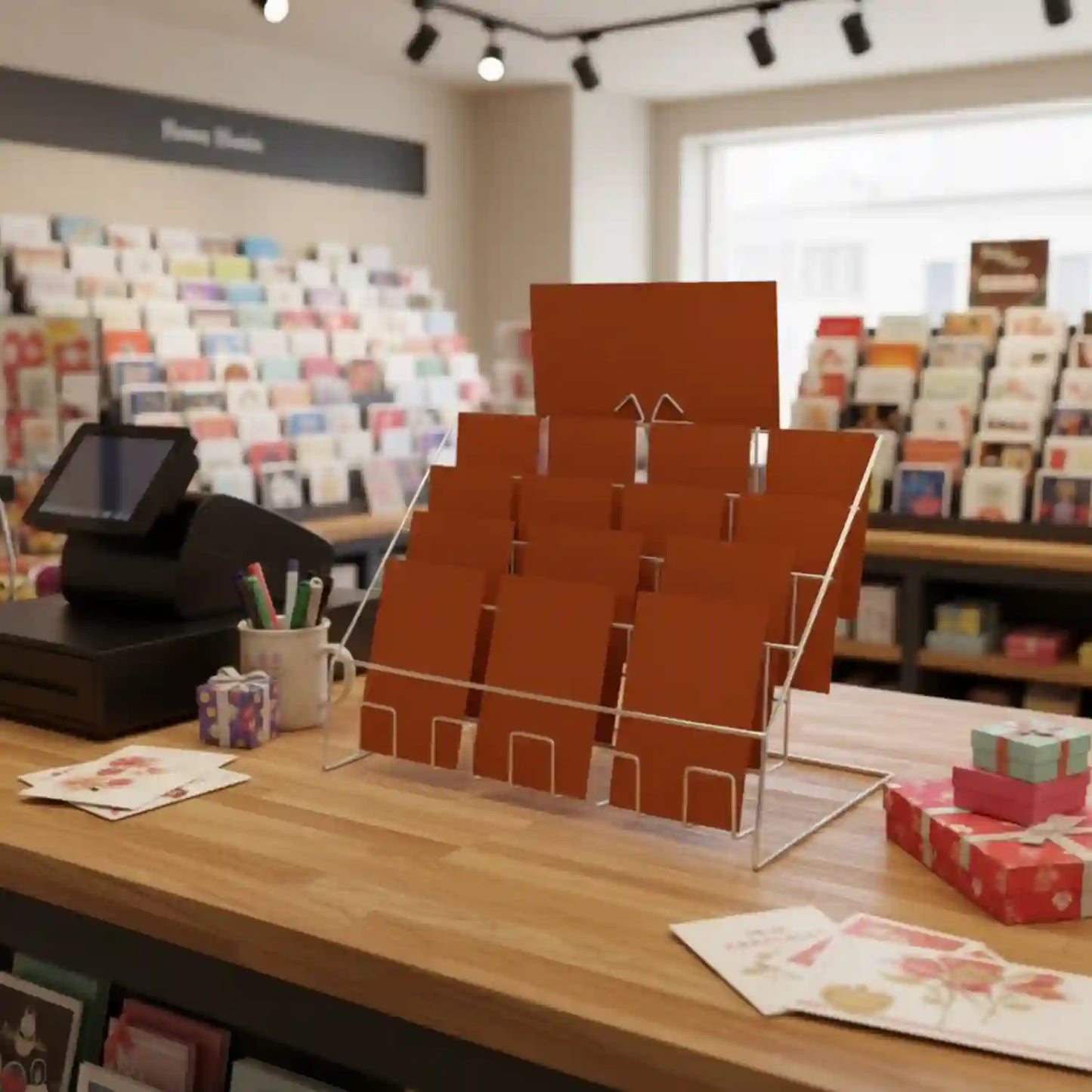 Counter Display for Mixed Sized Cards, with 4 Tiers-4TC