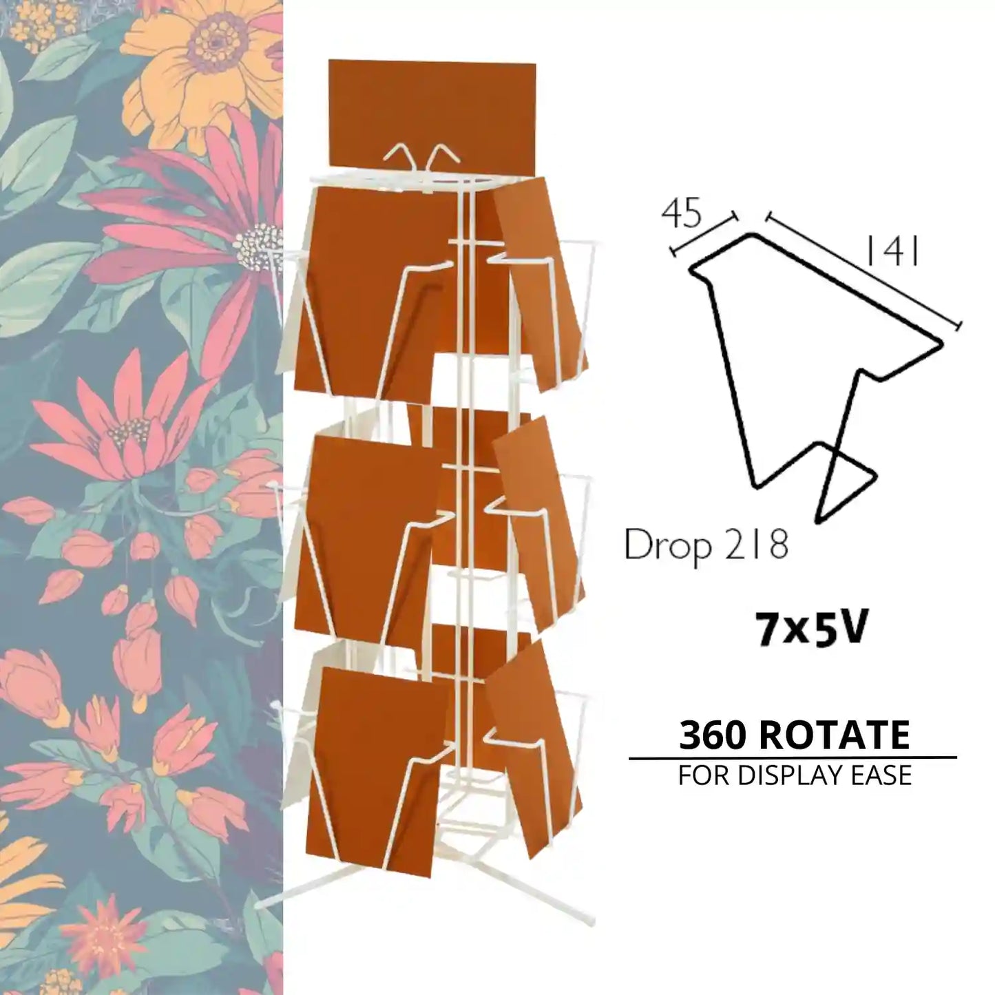 Greeting Card Counter Display for 7 x 5 inch Cards, 12 Pockets 4/7x5VCI