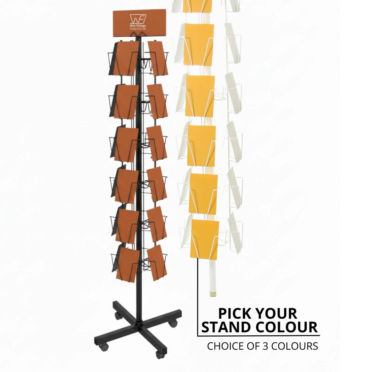 Greeting Card Rotating Floor Display Stand for 5x7 inch Cards, 24 Pockets -24/7x5VF