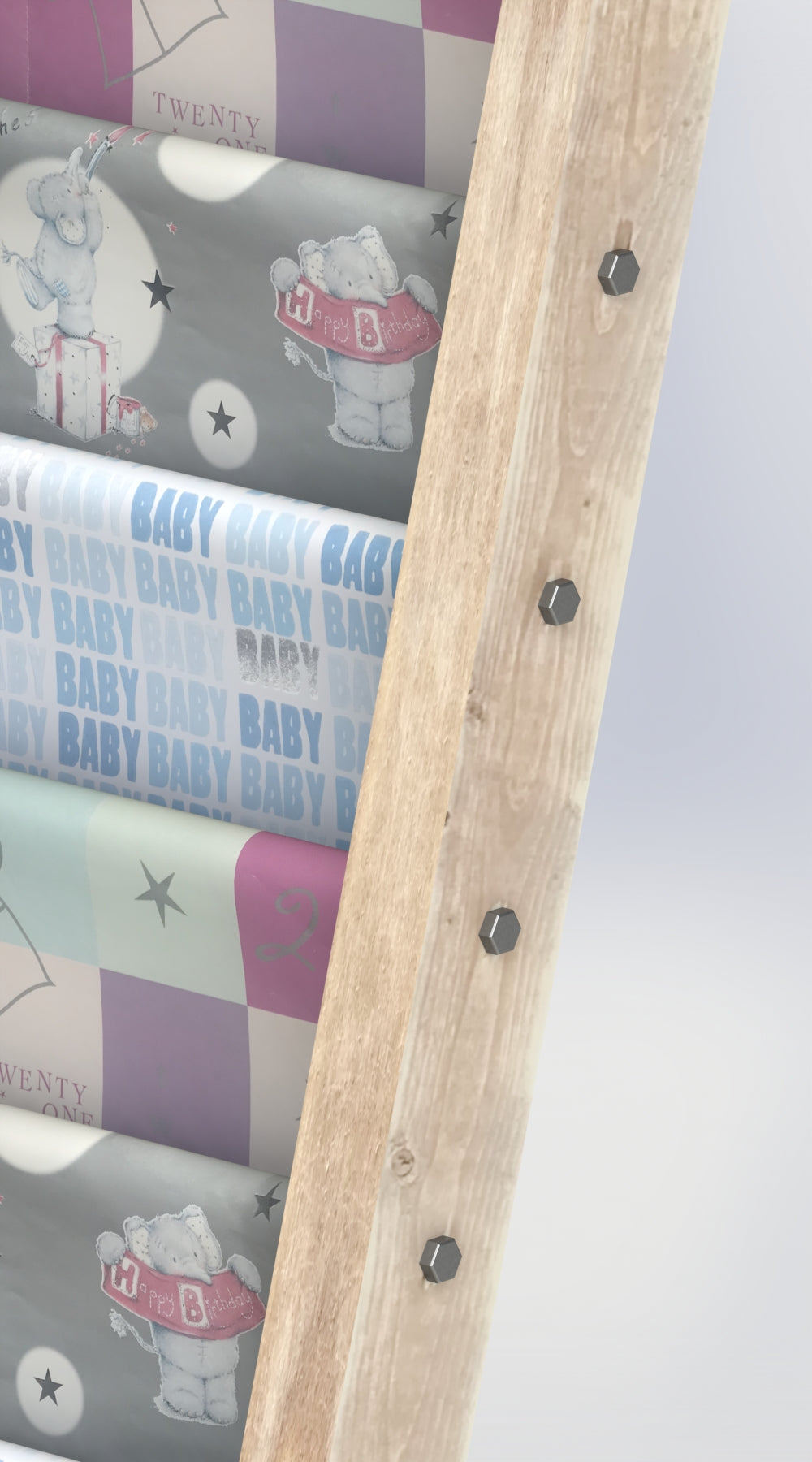 Flat Pack Wooden Gift Wrap Display